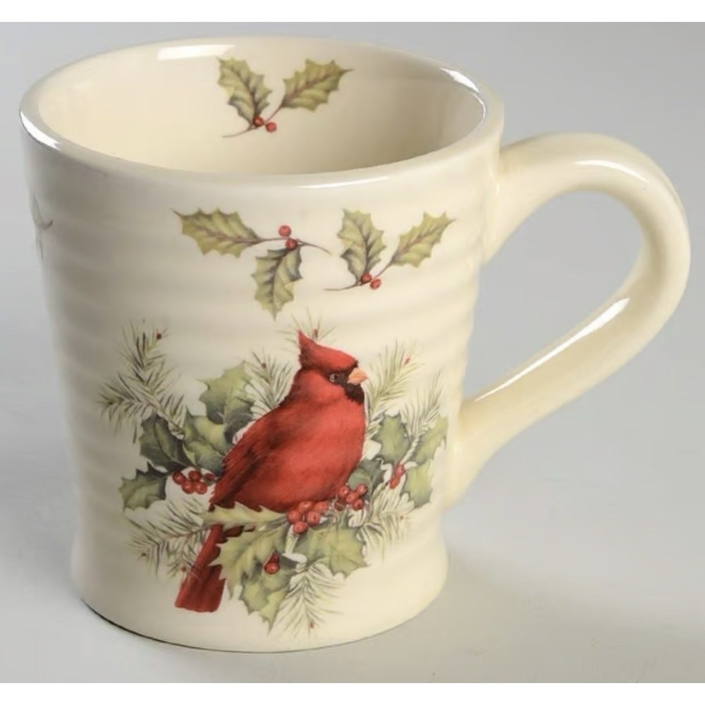 Cracker Barrell Plaid Tidings Discontinued Cardinal‎ Mug Christmas Holly